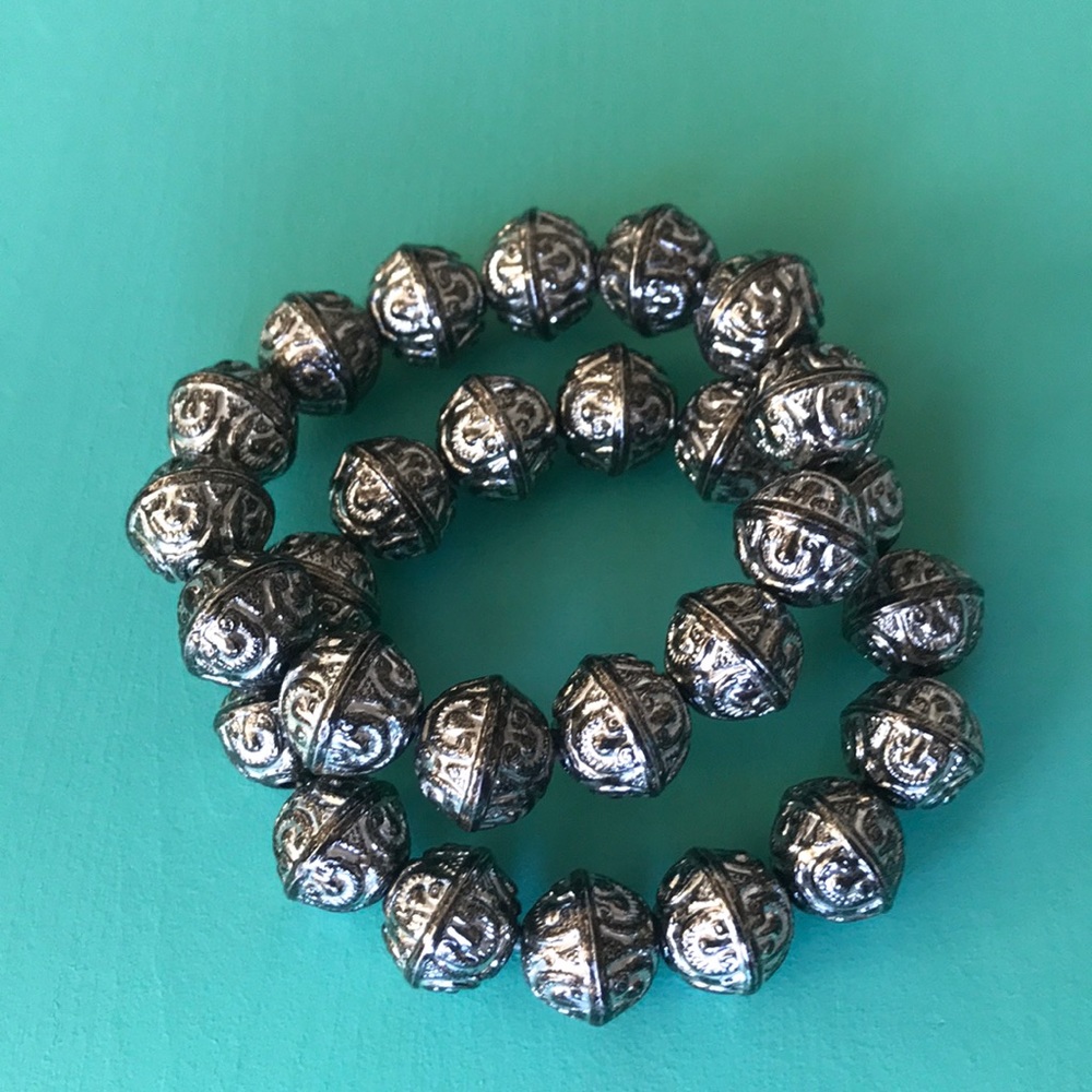 Silver large bead bracelets